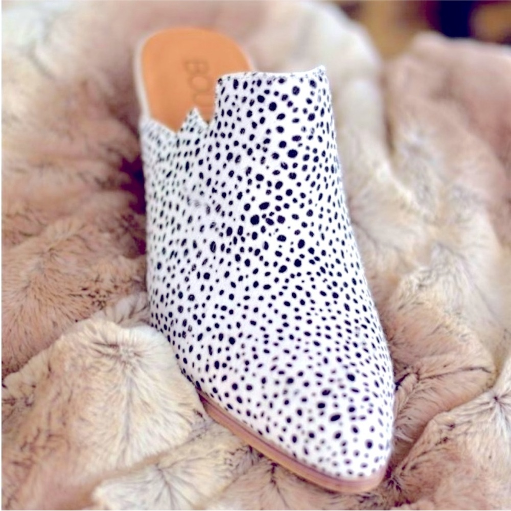 Corkys Black and White Spotted Mules